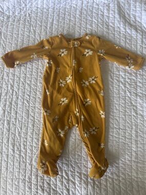 Carter's Mustard Yellow Fleece Floral Baby One-Piece